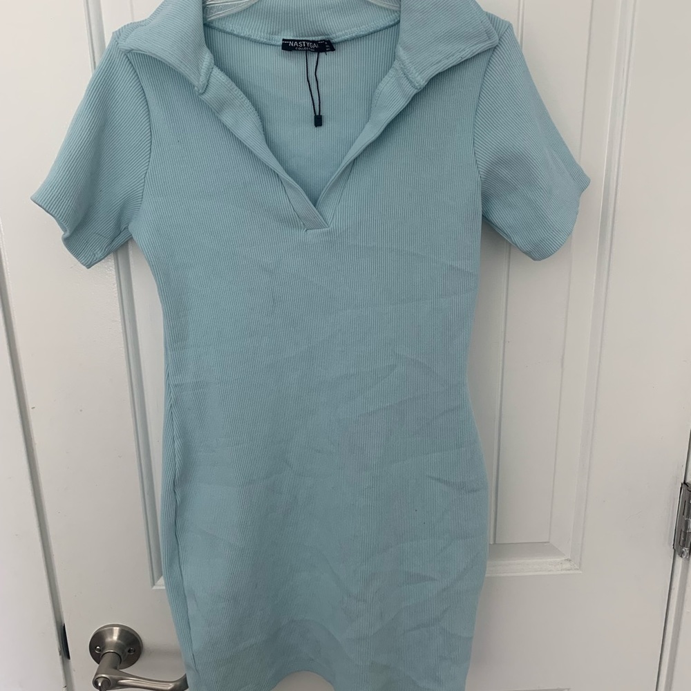 Ribbed, body con collared dress